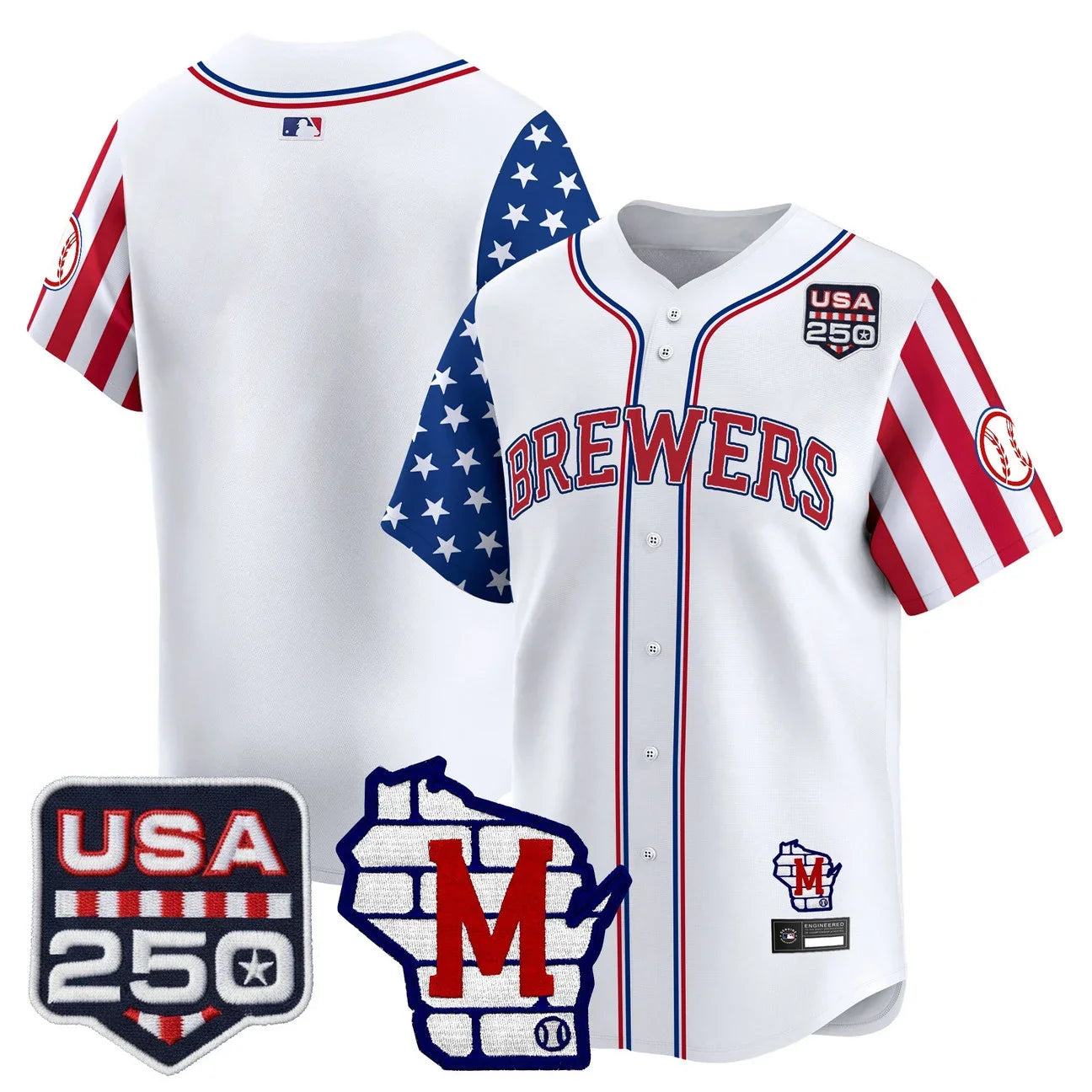 Men's Milwaukee Brewers "America250 Edition" Vapor Premier Limited Jersey - All Stitched - White