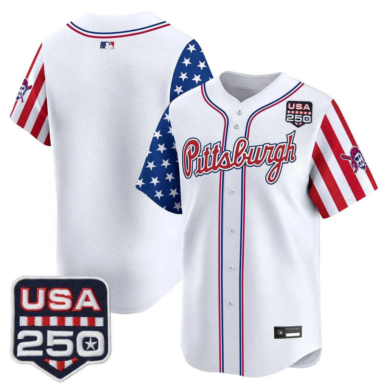 Pittsburgh Pirates "America250 Edition" Vapor Premier Limited Jersey - All Stitched - White
