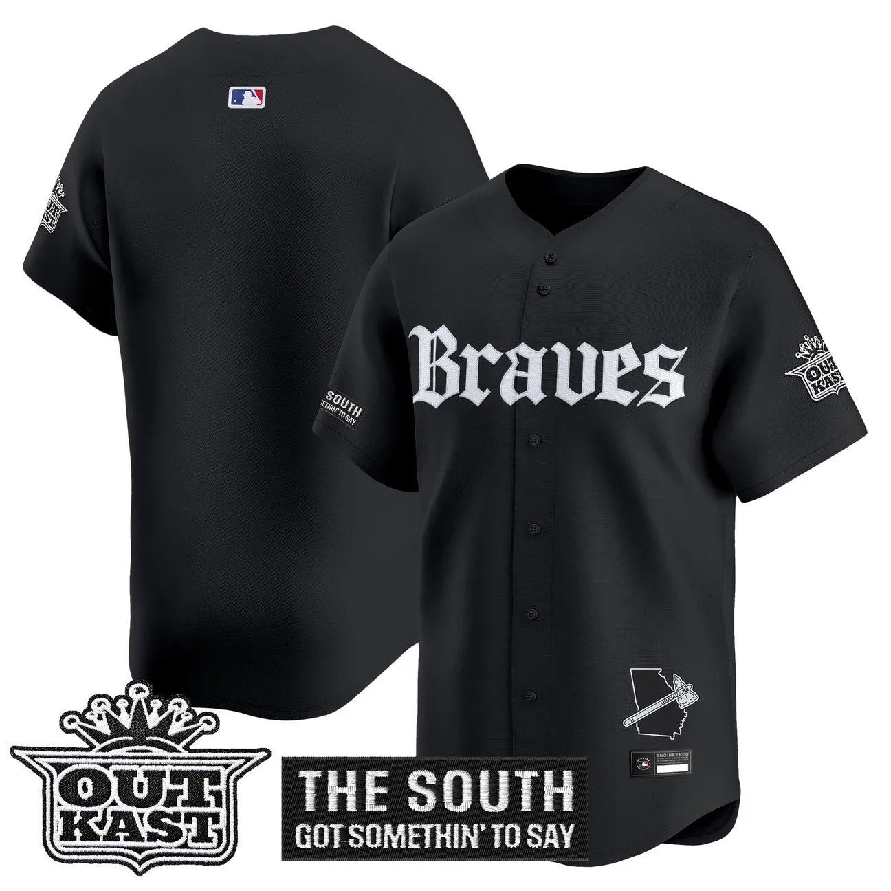 Men's Atlanta Braves 'Gothic South x Outkast Edition' Vapor Premier Limited Jersey V2- All Stitched