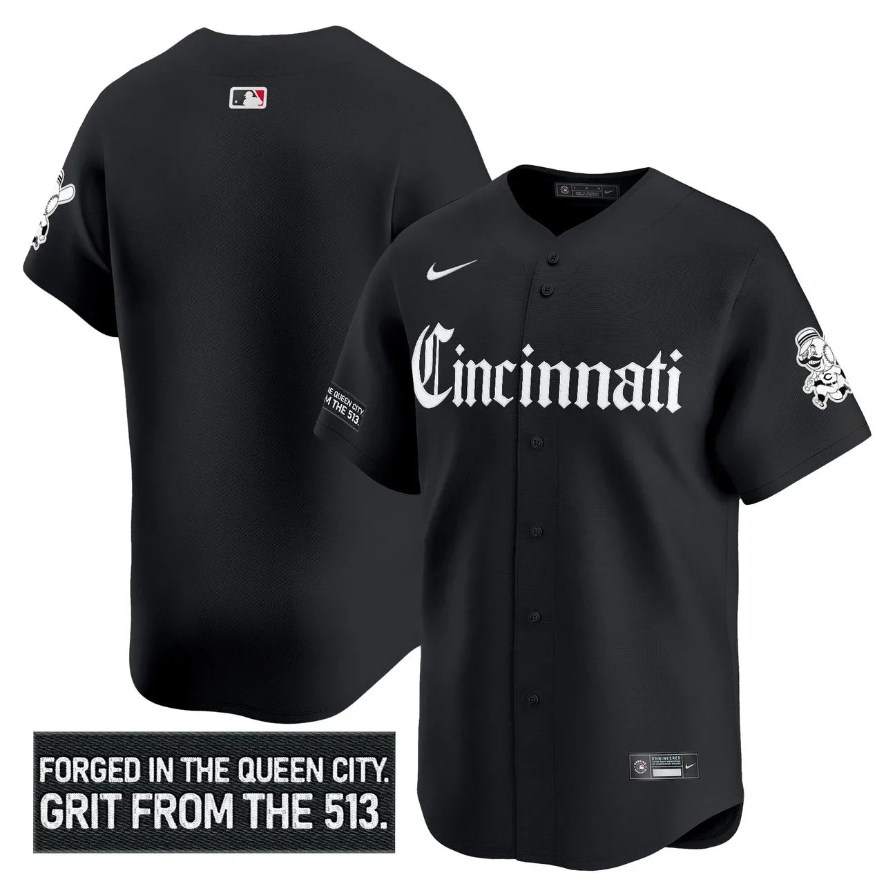 Cincinnati Reds 'Gothic Queen City Edition' Vapor Premier Limited Jersey - All Stitched - Black