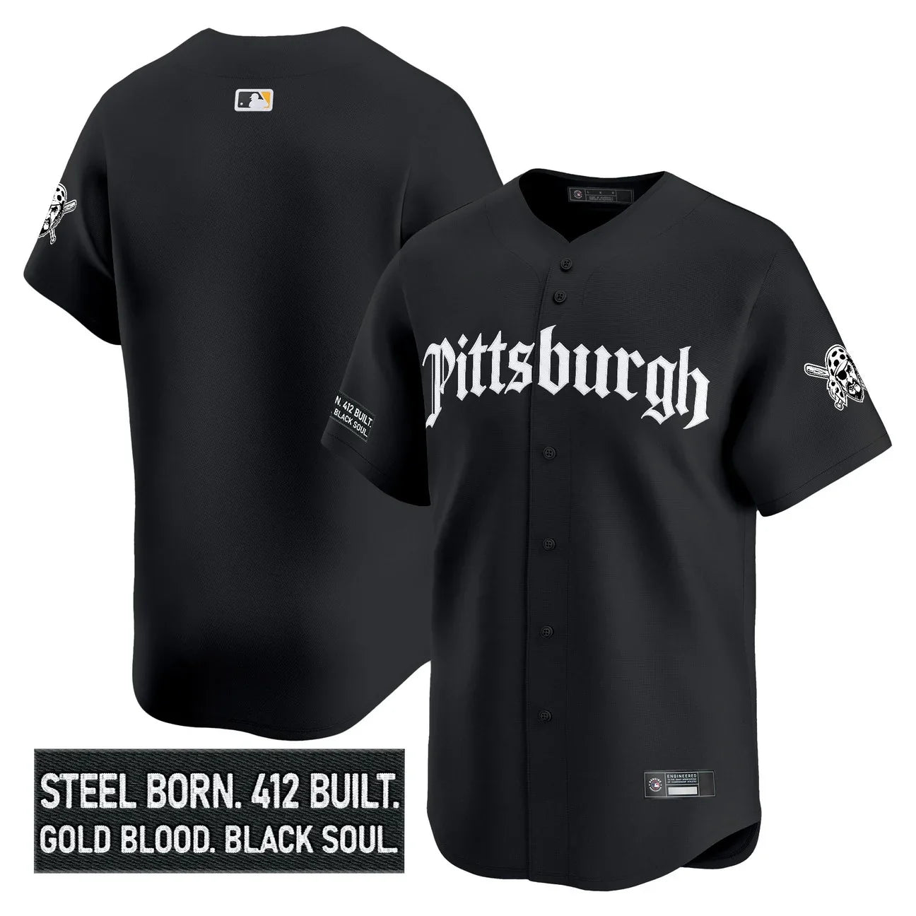 Men's Pittsburgh Pirates 'Gothic Steel City Edition' Vapor Premier Limited Jersey - All Stitched