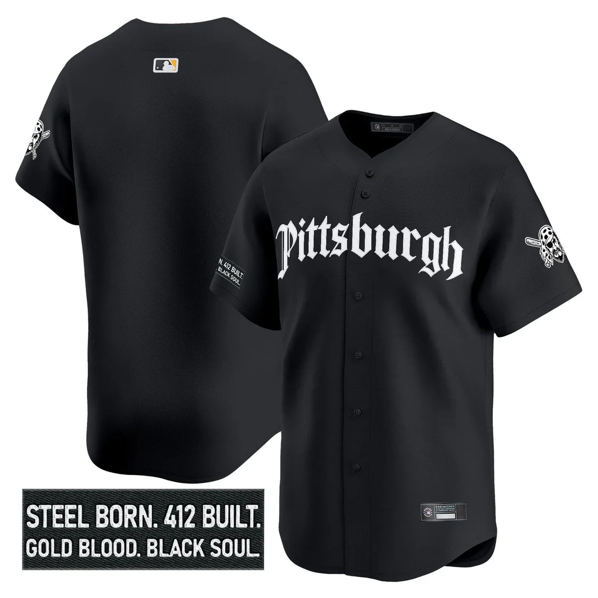 Men's Pittsburgh Pirates 'Gothic Steel City Edition' Vapor Premier Limited Jersey - All Stitched