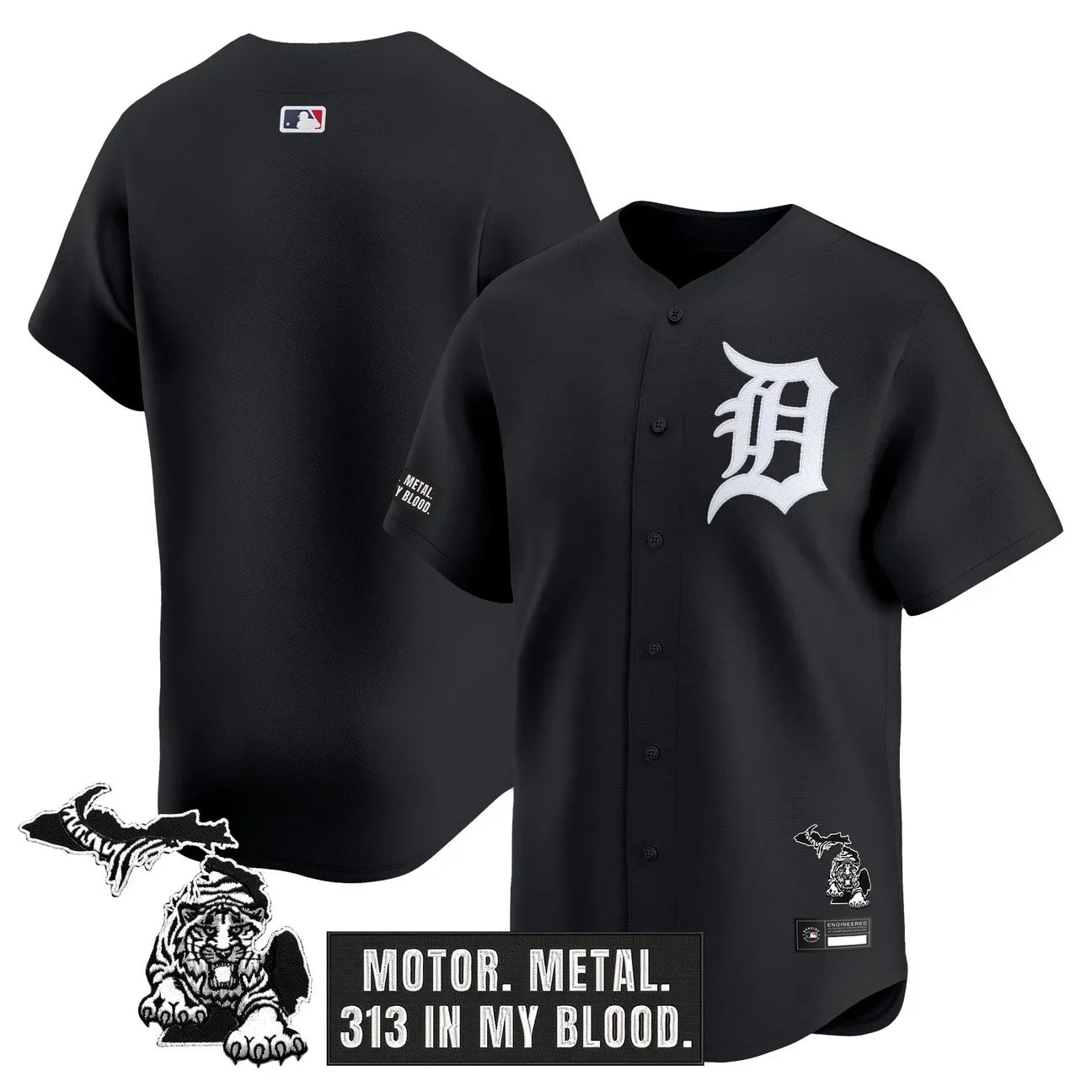Detroit Tigers 'Old English Edition' Vapor Premier Limited Jersey - All Stitched - Black Limited