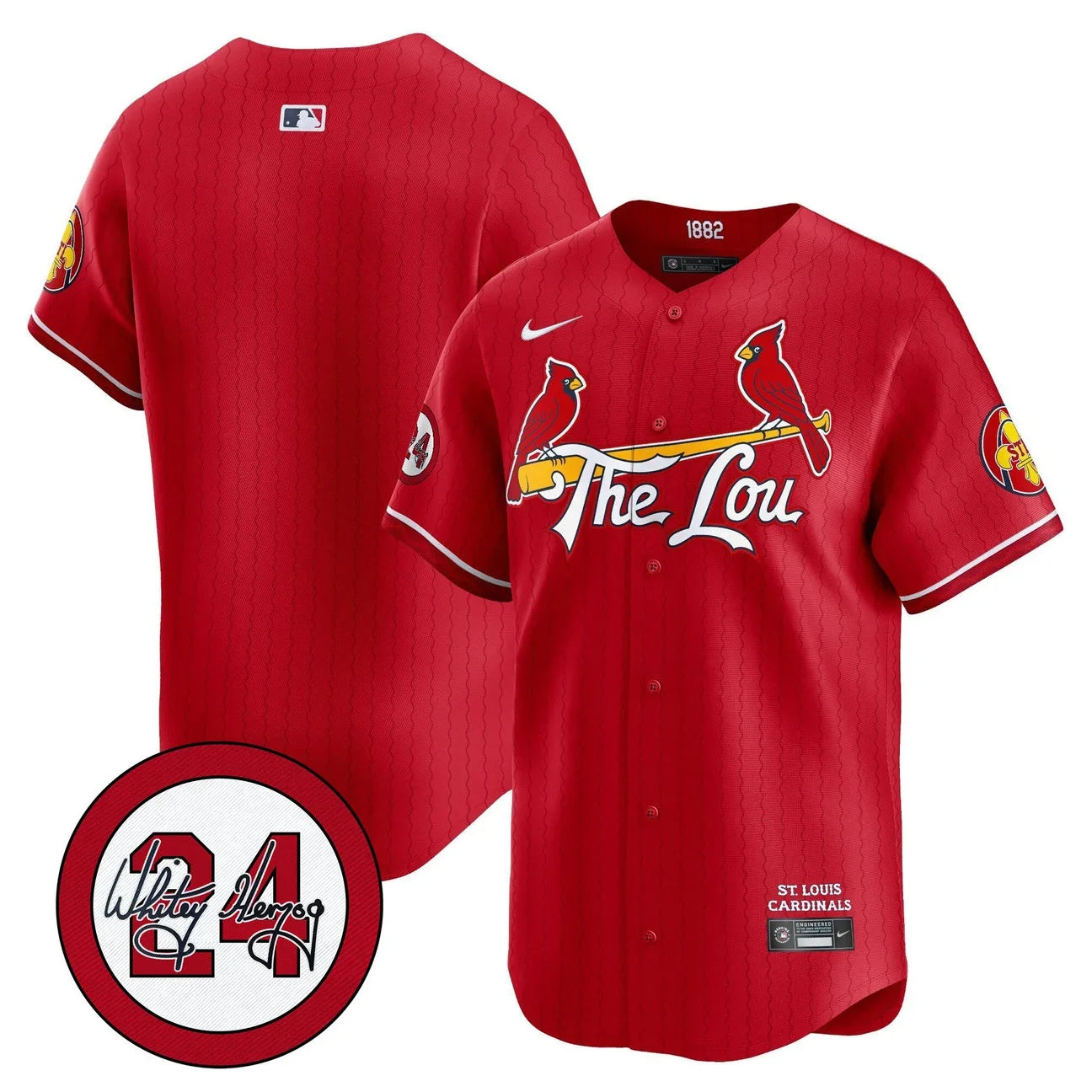 Men's St. Louis Cardinals Whitey Herzog Patch Vapor Premier Limited Jersey - All Stitched - Red
