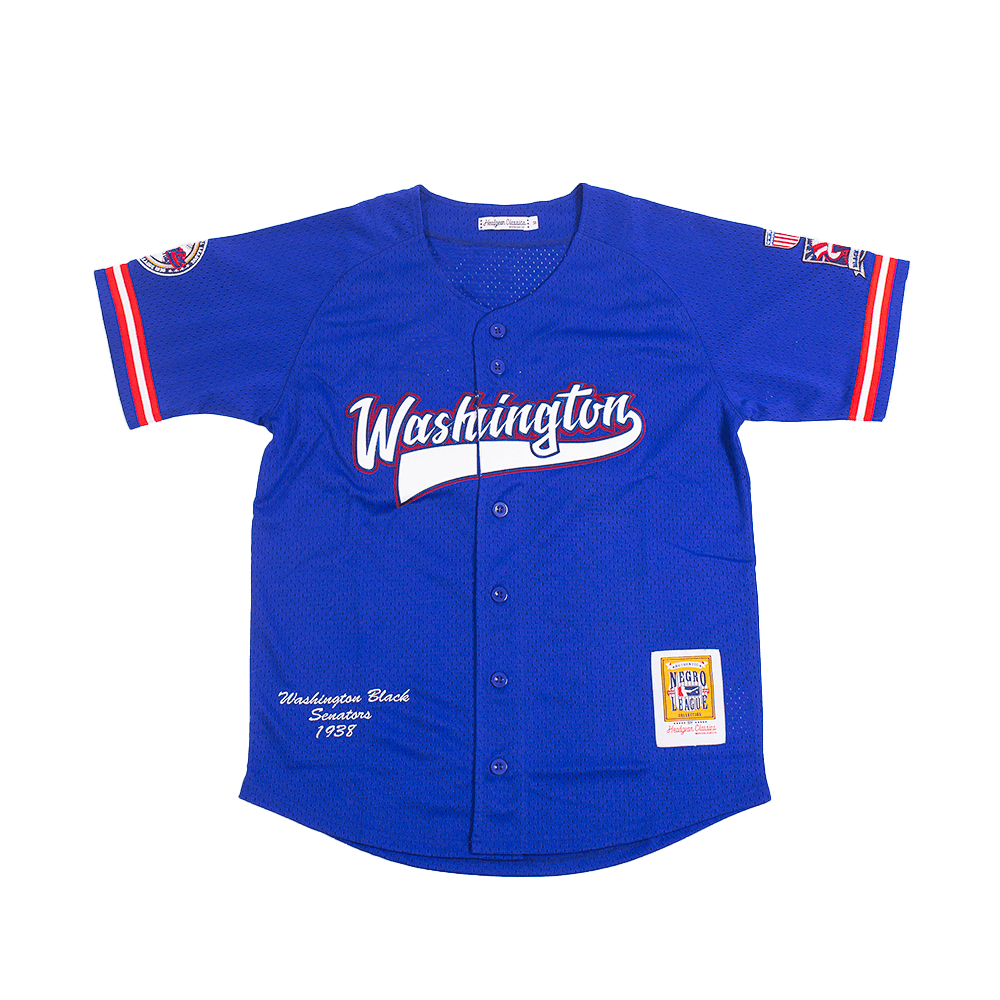 WASHINGTON BLACK SENATORS BUTTON DOWN BATTING PRACTICE BASEBALL JERSEY (BLUE)