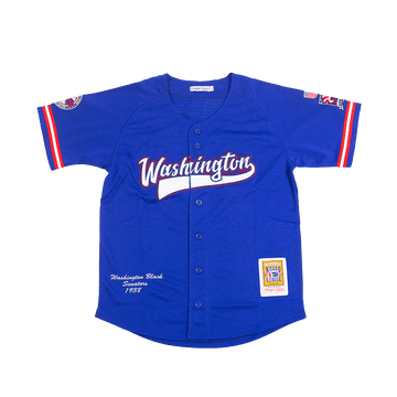 WASHINGTON BLACK SENATORS BUTTON DOWN BATTING PRACTICE BASEBALL JERSEY (BLUE)