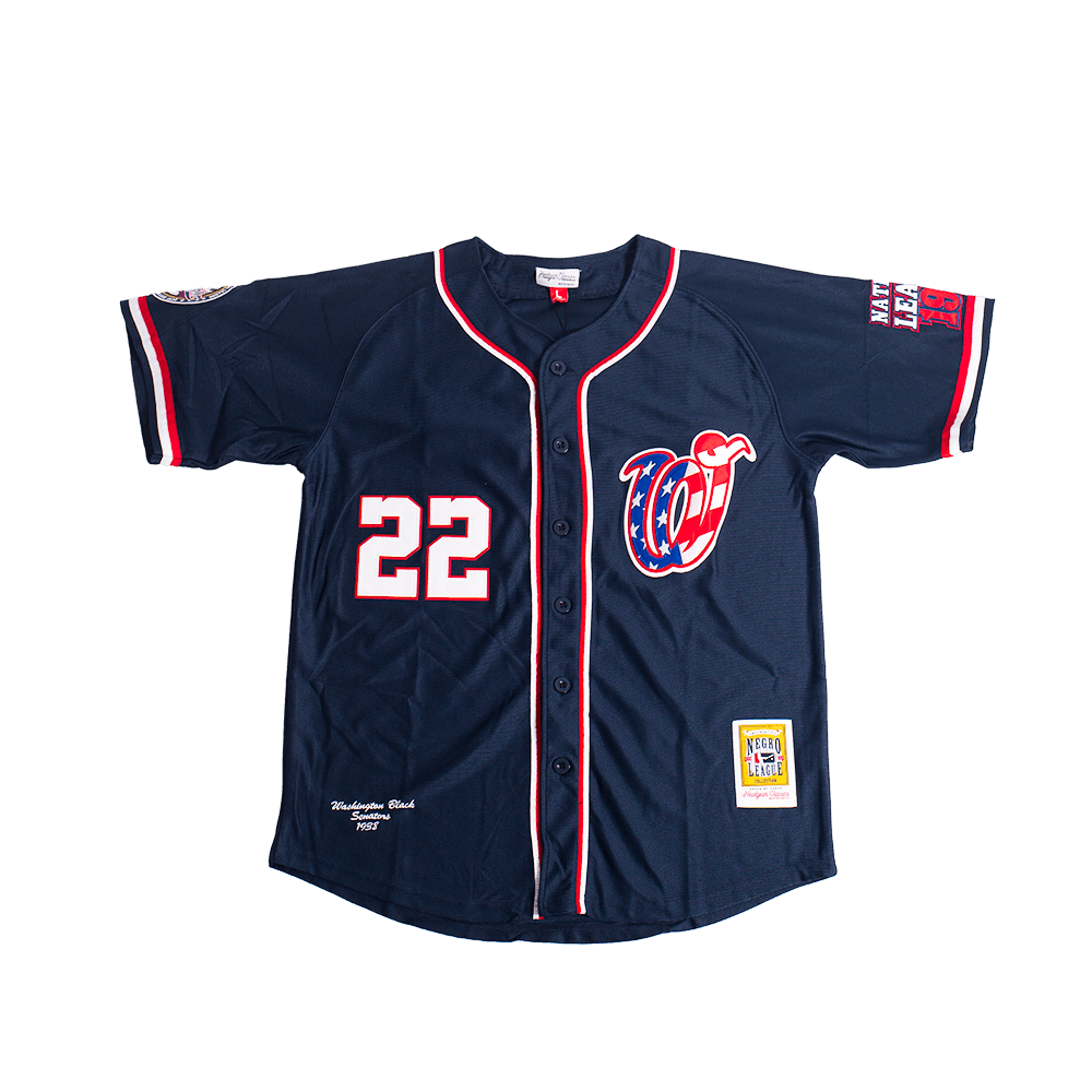 WASHINGTON BLACK SENATORS FLAG BUTTON DOWN BASEBALL JERSEY