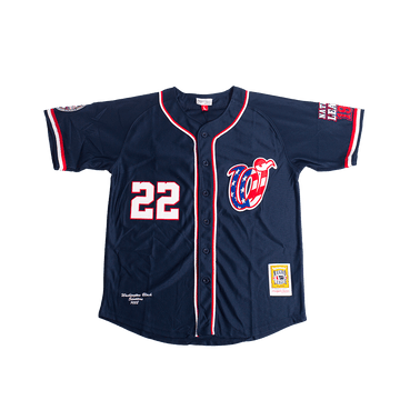 WASHINGTON BLACK SENATORS FLAG BUTTON DOWN BASEBALL JERSEY