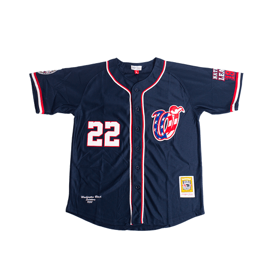 WASHINGTON BLACK SENATORS FLAG BUTTON DOWN BASEBALL JERSEY